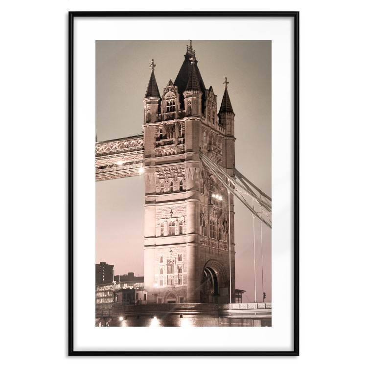 Poster London Bridge - night architecture of a glowing bridge in sepia colors 128631 additionalImage 27
