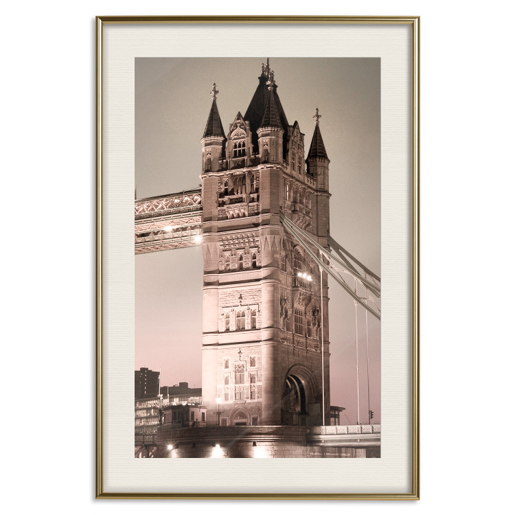 Poster London Bridge - night architecture of a glowing bridge in sepia colors 128631 additionalImage 20