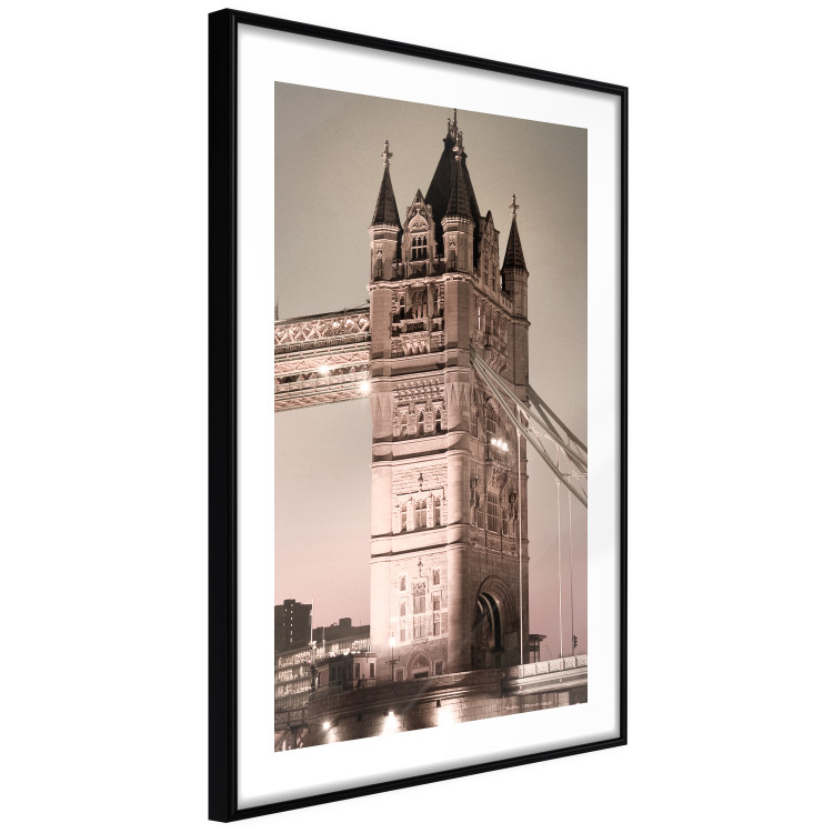 Poster London Bridge - night architecture of a glowing bridge in sepia colors 128631 additionalImage 13