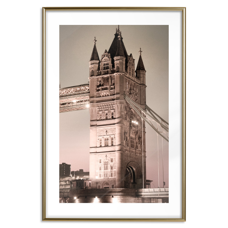 Poster London Bridge - night architecture of a glowing bridge in sepia colors 128631 additionalImage 19