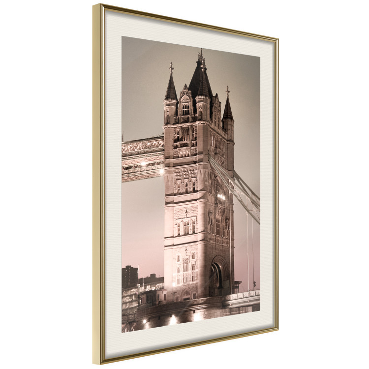 Poster London Bridge - night architecture of a glowing bridge in sepia colors 128631 additionalImage 2