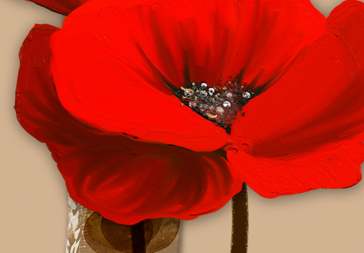 Canvas Print White and red poppies - triptych with flowers on a brown background 128831 additionalImage 5