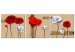 Canvas Print White and red poppies - triptych with flowers on a brown background 128831