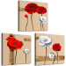 Canvas Print White and red poppies - triptych with flowers on a brown background 128831 additionalThumb 2