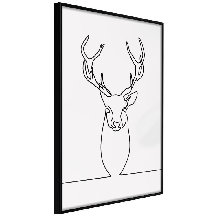 Wall Poster Face of Autumn - black line art of a deer on a solid gray background 130731 additionalImage 11