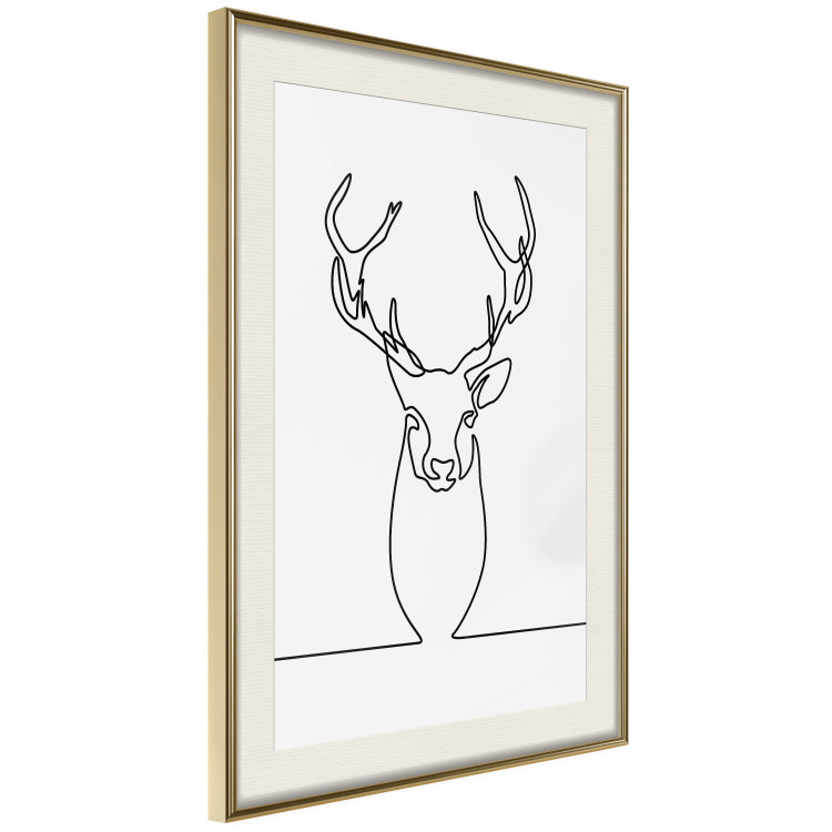 Wall Poster Face of Autumn - black line art of a deer on a solid gray background 130731 additionalImage 3
