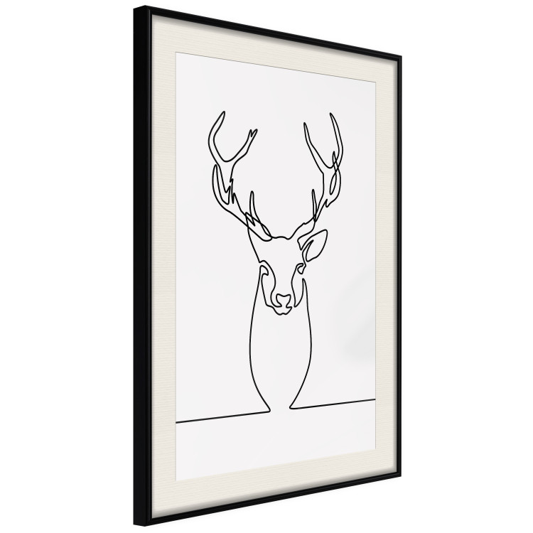 Wall Poster Face of Autumn - black line art of a deer on a solid gray background 130731 additionalImage 2