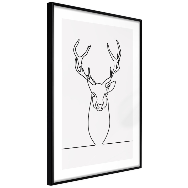Wall Poster Face of Autumn - black line art of a deer on a solid gray background 130731 additionalImage 8