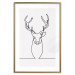 Wall Poster Face of Autumn - black line art of a deer on a solid gray background 130731 additionalThumb 17