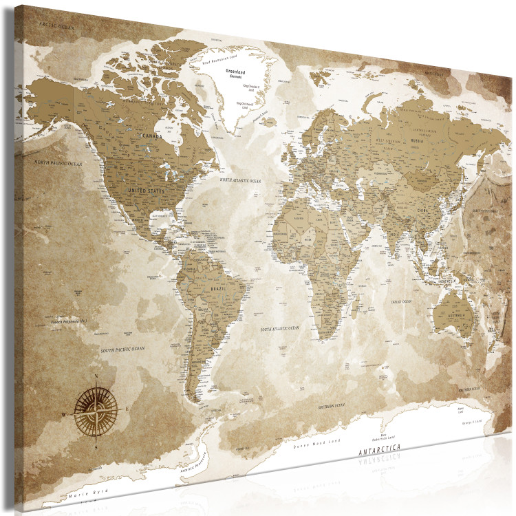 Canvas Art Print Forgotten World (1-piece) Wide - world map with continents 131531 additionalImage 2