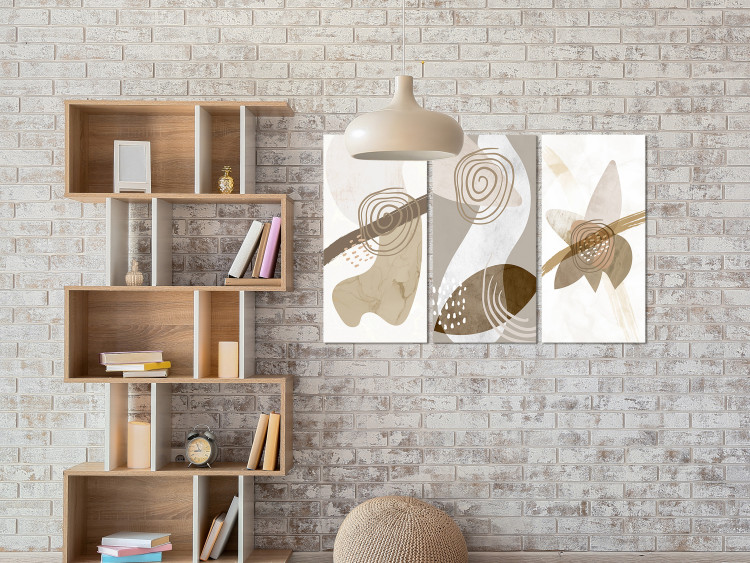 Canvas Beige Trio (3-piece) - beige abstraction of geometric figures 131631 additionalImage 3