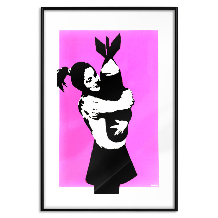 Wall Poster Bomb Hugger - girl with a bomb on a pink background in Banksy style 132431 additionalImage 17