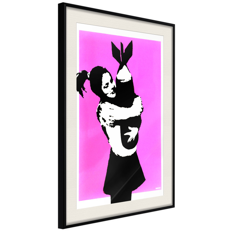 Wall Poster Bomb Hugger - girl with a bomb on a pink background in Banksy style 132431 additionalImage 3