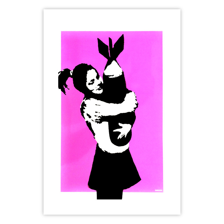 Wall Poster Bomb Hugger - girl with a bomb on a pink background in Banksy style 132431 additionalImage 25