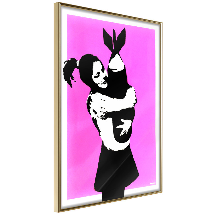 Wall Poster Bomb Hugger - girl with a bomb on a pink background in Banksy style 132431 additionalImage 12