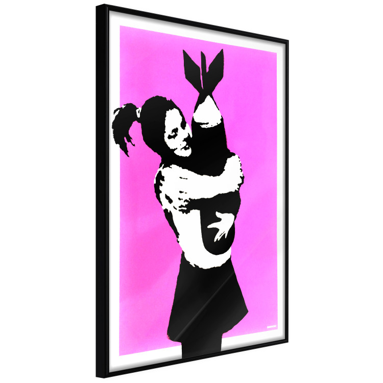 Wall Poster Bomb Hugger - girl with a bomb on a pink background in Banksy style 132431 additionalImage 10