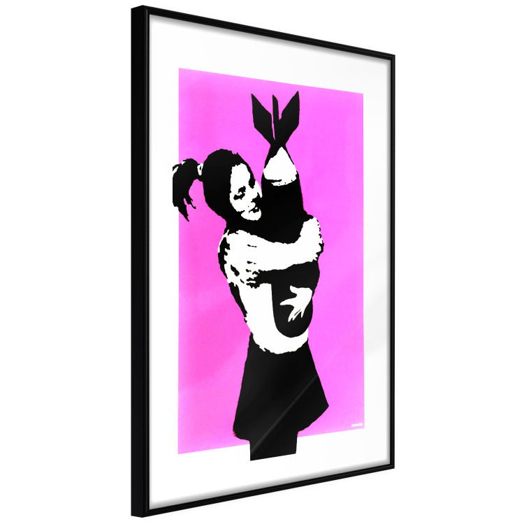 Wall Poster Bomb Hugger - girl with a bomb on a pink background in Banksy style 132431 additionalImage 13