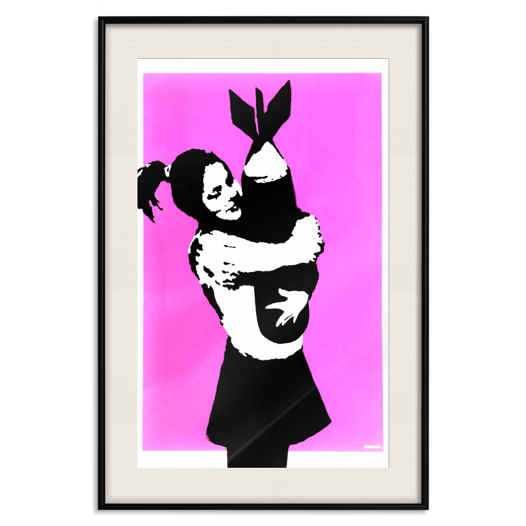 Wall Poster Bomb Hugger - girl with a bomb on a pink background in Banksy style 132431 additionalImage 18