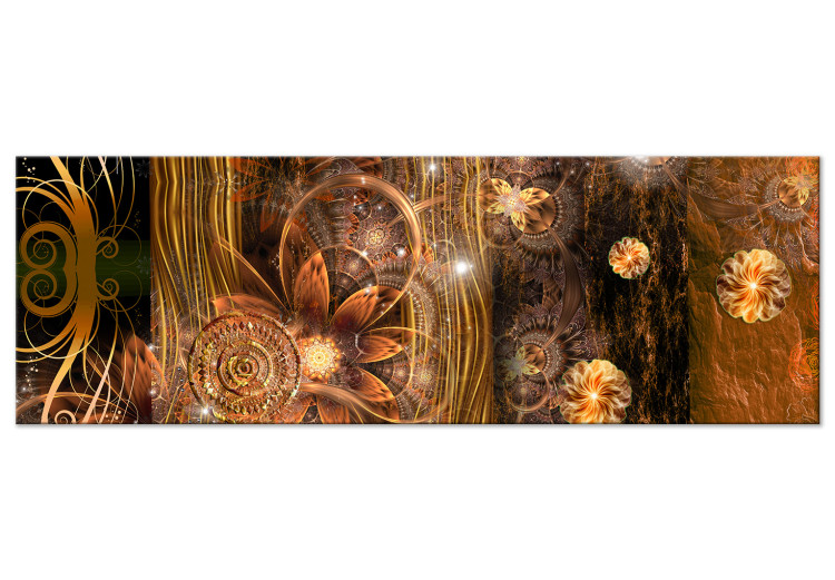 Canvas Miracle (1-piece) Narrow - first variant - golden flower abstraction 135331