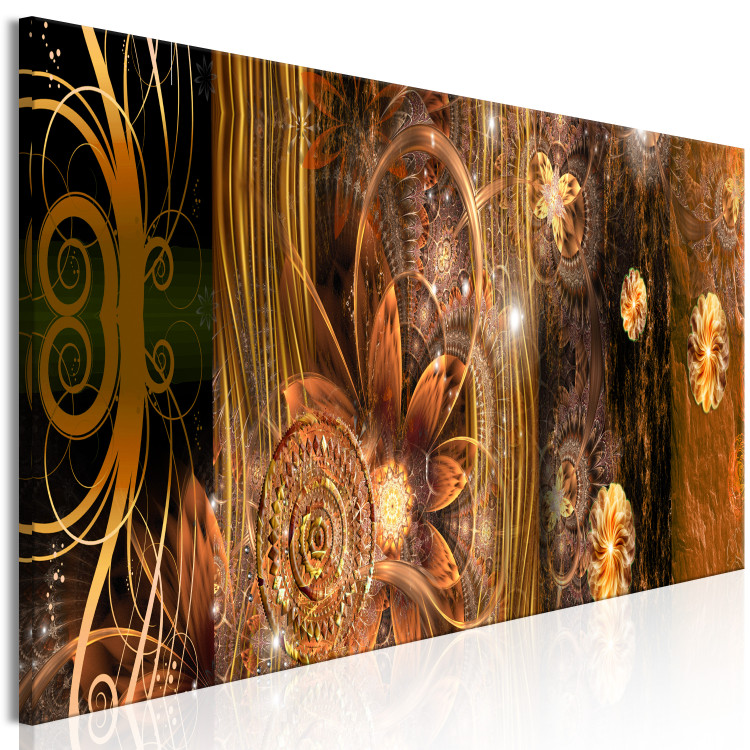 Canvas Miracle (1-piece) Narrow - first variant - golden flower abstraction 135331 additionalImage 2