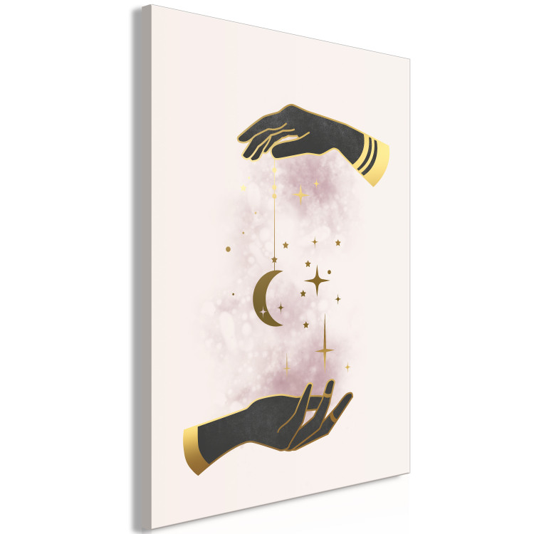 Canvas Stars and moon in hands - Golden and black elements 136531 additionalImage 2