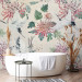 Wall Mural Oriental composition - crane birds motif with flowers and leaves with background 142431 additionalThumb 8