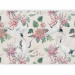Wall Mural Oriental composition - crane birds motif with flowers and leaves with background 142431 additionalThumb 1