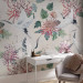 Wall Mural Oriental composition - crane birds motif with flowers and leaves with background 142431 additionalThumb 4
