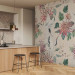 Wall Mural Oriental composition - crane birds motif with flowers and leaves with background 142431 additionalThumb 7