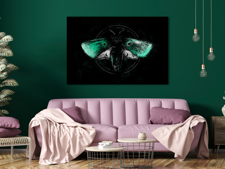 Canvas Print Night Moth (1-piece) Wide - third variant - green wings 142531 additionalImage 3