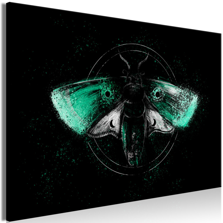 Canvas Print Night Moth (1-piece) Wide - third variant - green wings 142531 additionalImage 2