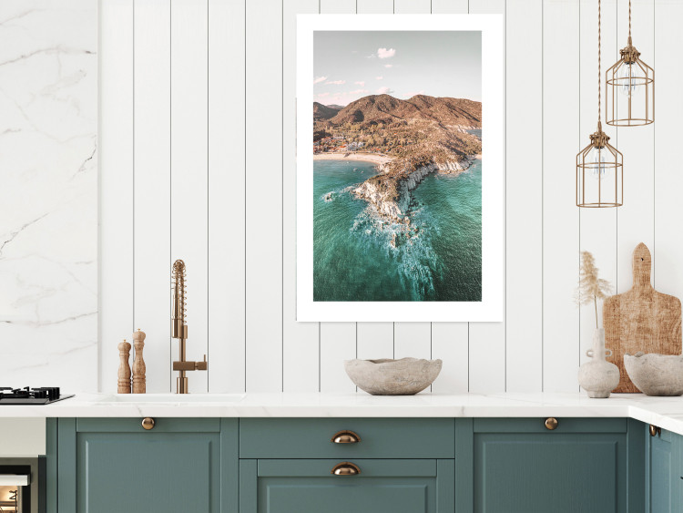 Poster Turquoise Cliff - Sunny Shore Landscape With Mountains, Beach and Sea 145231 additionalImage 17