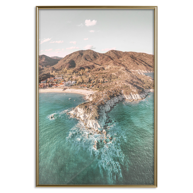 Poster Turquoise Cliff - Sunny Shore Landscape With Mountains, Beach and Sea 145231 additionalImage 19