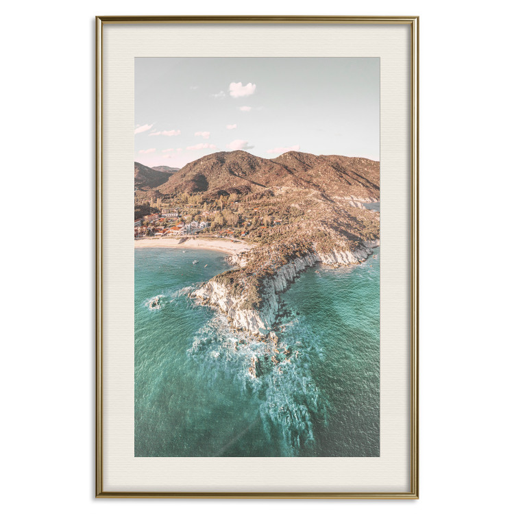 Poster Turquoise Cliff - Sunny Shore Landscape With Mountains, Beach and Sea 145231 additionalImage 27