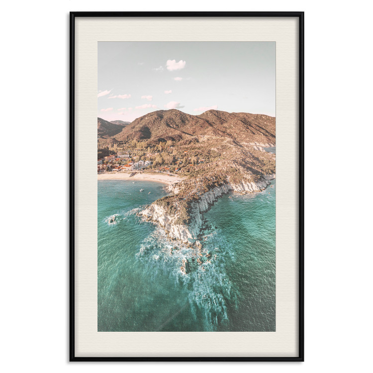 Poster Turquoise Cliff - Sunny Shore Landscape With Mountains, Beach and Sea 145231 additionalImage 24