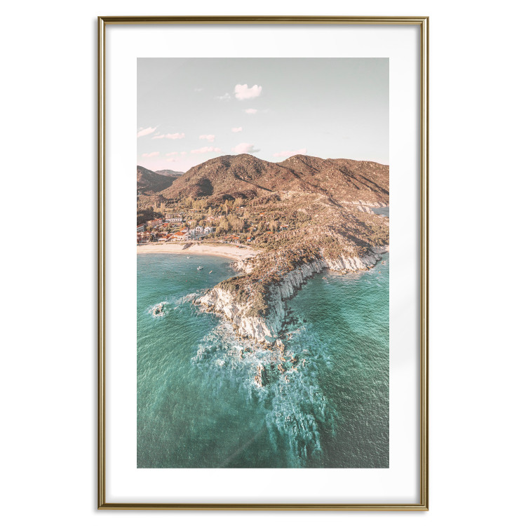 Poster Turquoise Cliff - Sunny Shore Landscape With Mountains, Beach and Sea 145231 additionalImage 23