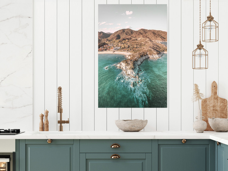 Poster Turquoise Cliff - Sunny Shore Landscape With Mountains, Beach and Sea 145231 additionalImage 11
