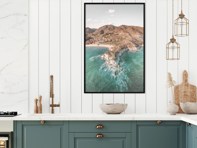 Poster Turquoise Cliff - Sunny Shore Landscape With Mountains, Beach and Sea 145231 additionalImage 14