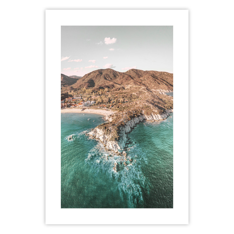 Poster Turquoise Cliff - Sunny Shore Landscape With Mountains, Beach and Sea 145231 additionalImage 21