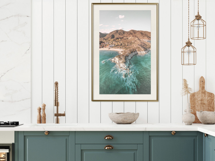 Poster Turquoise Cliff - Sunny Shore Landscape With Mountains, Beach and Sea 145231 additionalImage 20