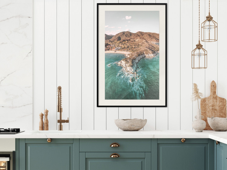 Poster Turquoise Cliff - Sunny Shore Landscape With Mountains, Beach and Sea 145231 additionalImage 16