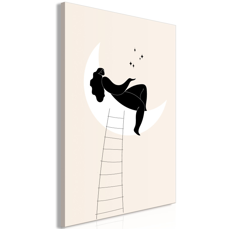 Canvas Art Print Ladder to the Moon - Girl Lying on the Moon Enchanting Stars 146131 additionalImage 2