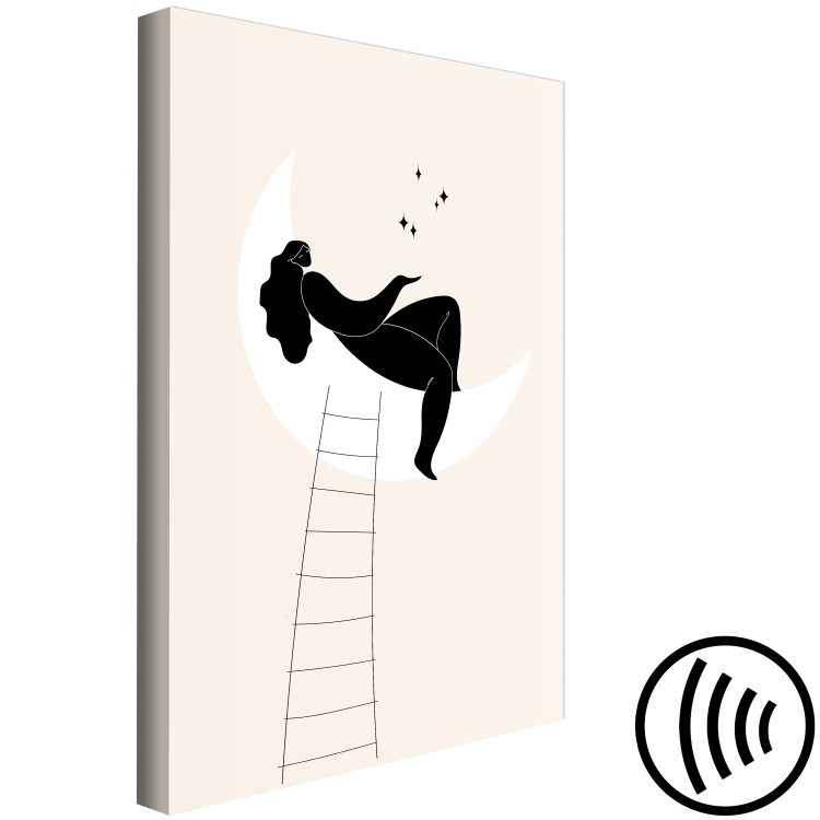 Canvas Art Print Ladder to the Moon - Girl Lying on the Moon Enchanting Stars 146131 additionalImage 6