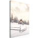 Canvas Art Print Winter Cottage - Sunrise Landscape Over the Forest and Mountain Cottage 148031 additionalThumb 2