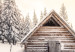 Canvas Art Print Winter Cottage - Sunrise Landscape Over the Forest and Mountain Cottage 148031 additionalThumb 5