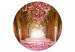 Round Canvas Forest Alley - Photo of Trees With Pink Leaves in the Sunlight 148631