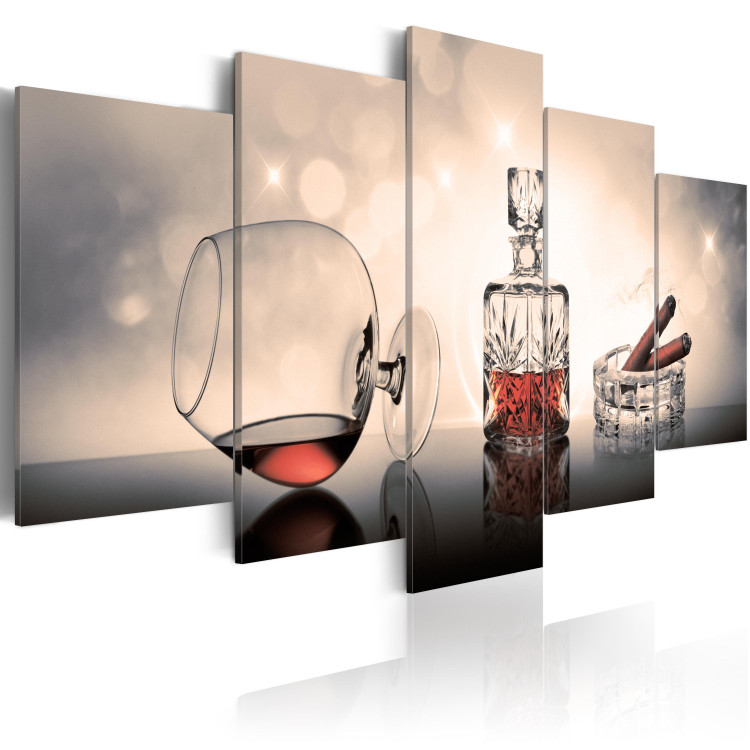 Canvas Alcohol and Cigarettes (5-piece) - vintage composition with a glass 149131 additionalImage 2