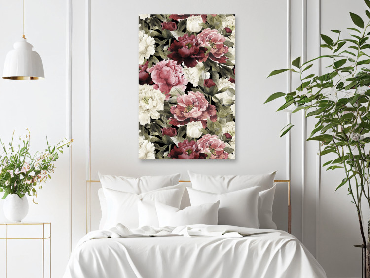 Canvas Art Print Peonies - Floral Motif Painted With Watercolor in Warm Colors 149831 additionalImage 3