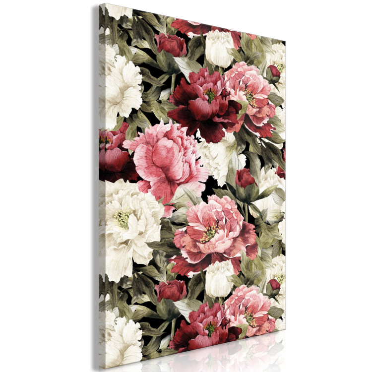 Canvas Art Print Peonies - Floral Motif Painted With Watercolor in Warm Colors 149831 additionalImage 2