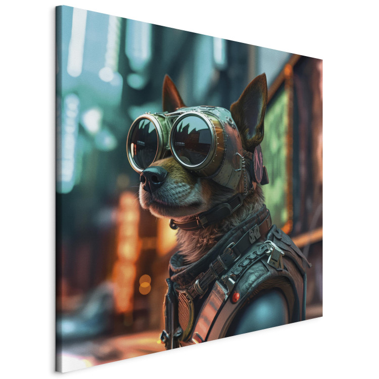 Canvas Print AI Dog Chihuahua - Cyberpunk Style Animal Fantasy Portrait - Square 150131 additionalImage 2